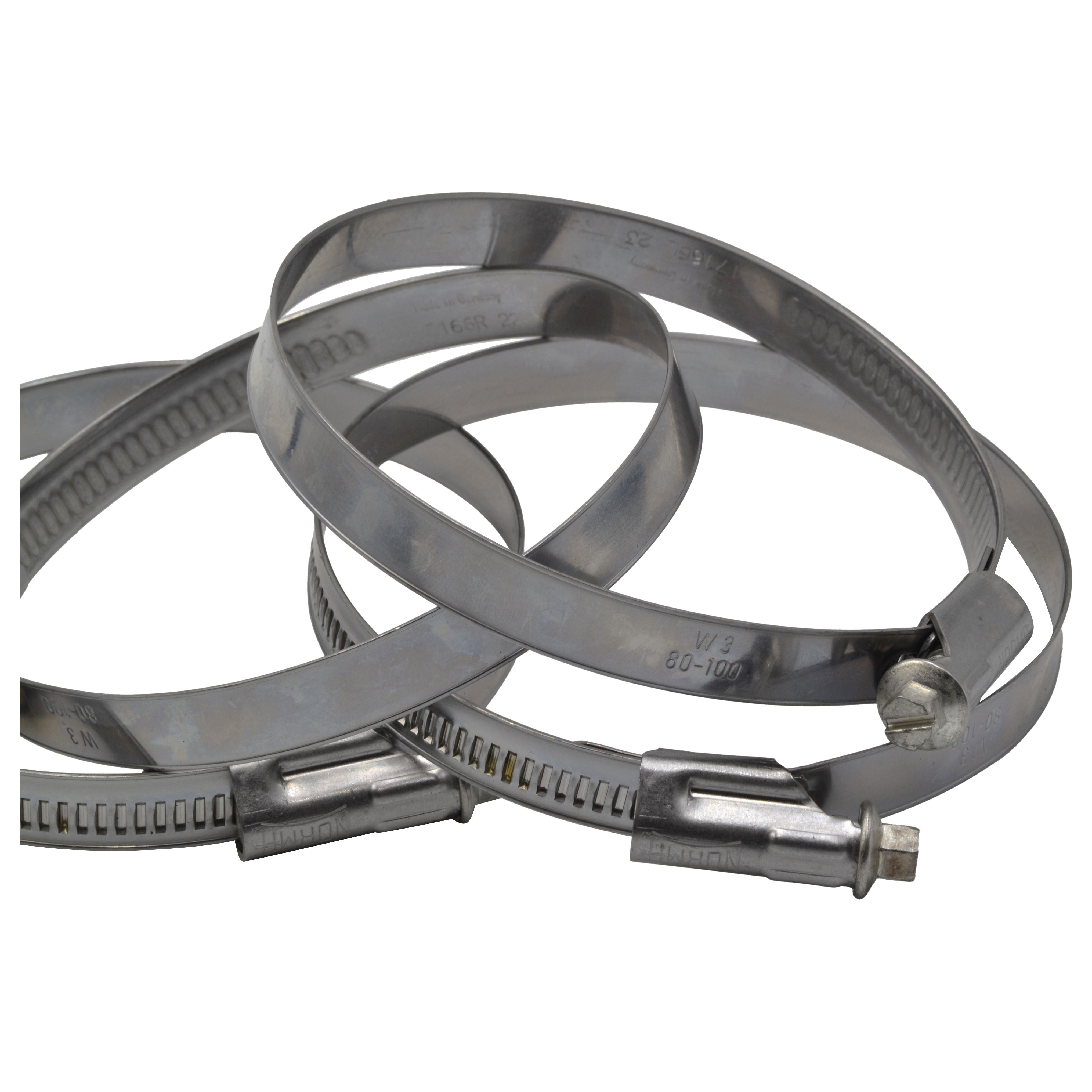 4 Piece Norma 304 Stainless Steel 80-100mm Worm Drive Hose Clamp