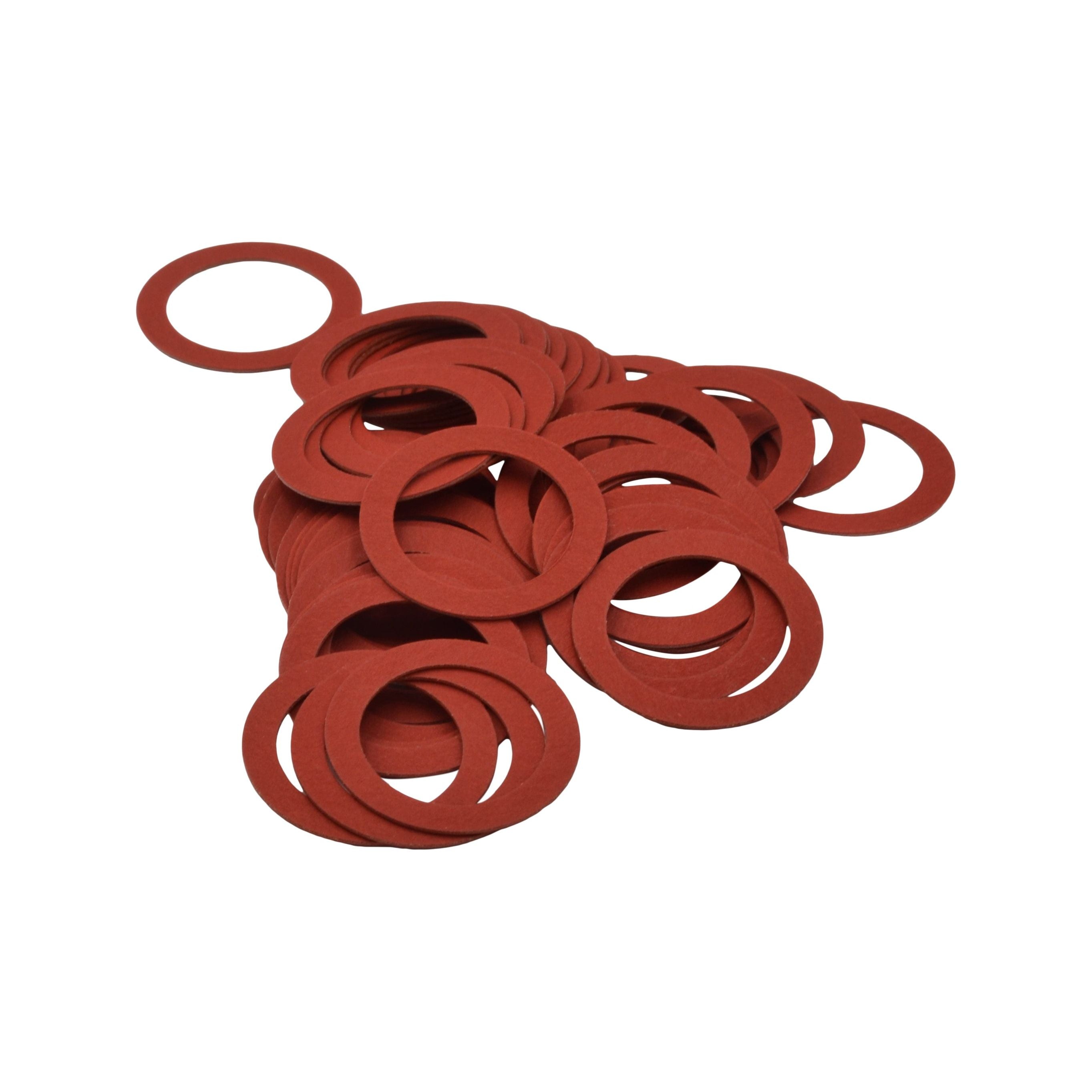 Pack x50 M23 x 31mm x 0.8mm Red Fibre Flat Washers