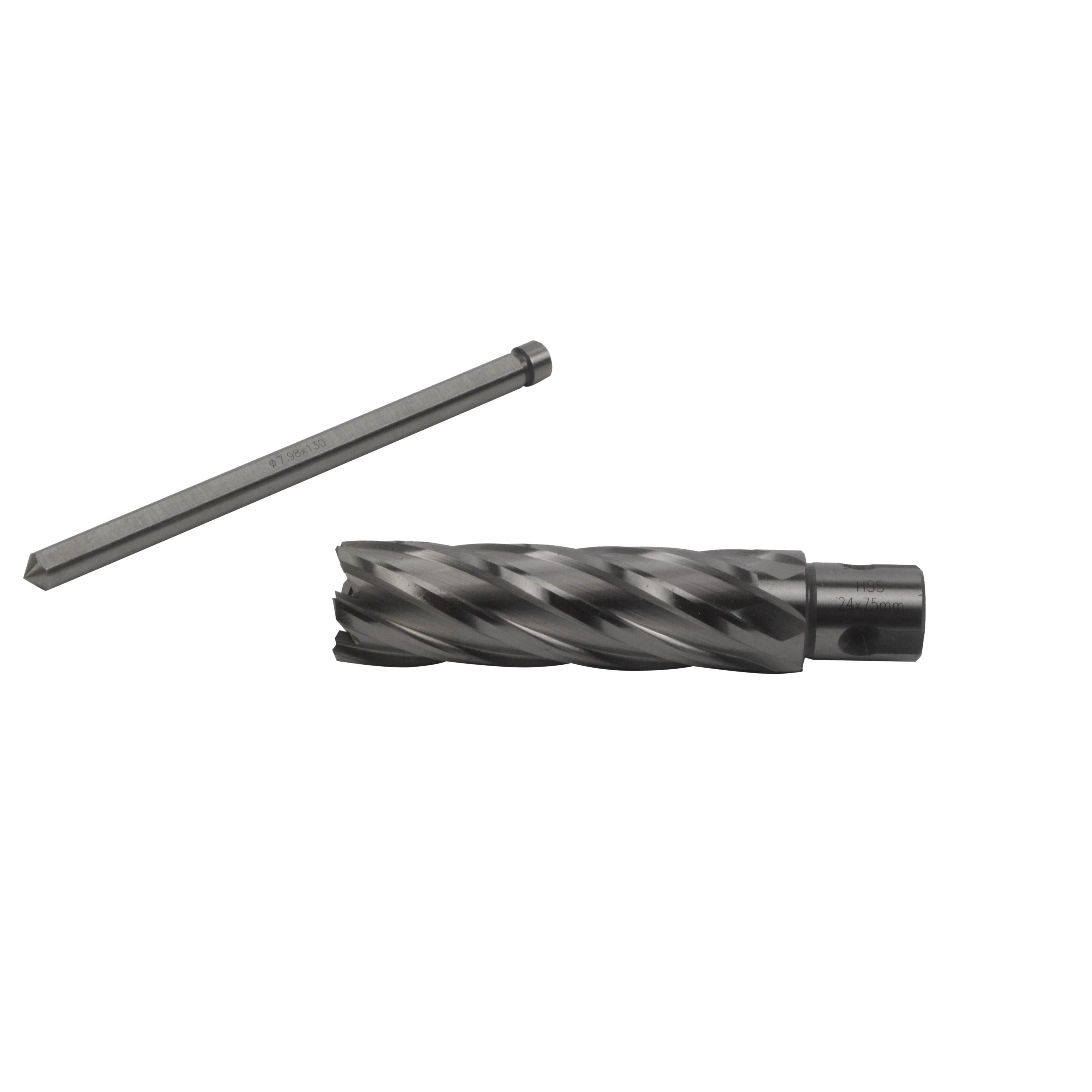 24 x 75mm D.O.C HSS Weldon Shank Annular Cutter with Pilot Pin