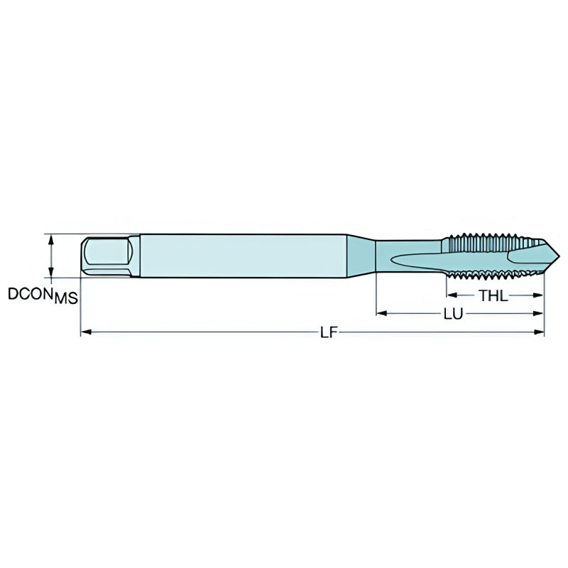 Sandvik HSS-E Blue Gun Nose PVD FeN coated Tap M5 X 0.8, DIN 371 Reinforced Shank