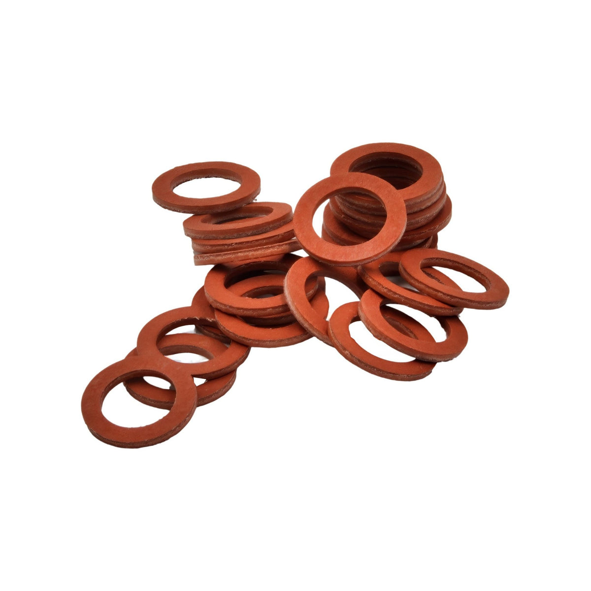 25pk  M16.6x11x1.5mm Red Fibre Flat Washers