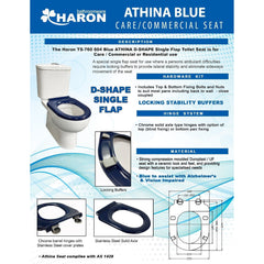 Haron TS-760 604 ATHINA Blue D-Shape Single Flap Toilet Care Seat