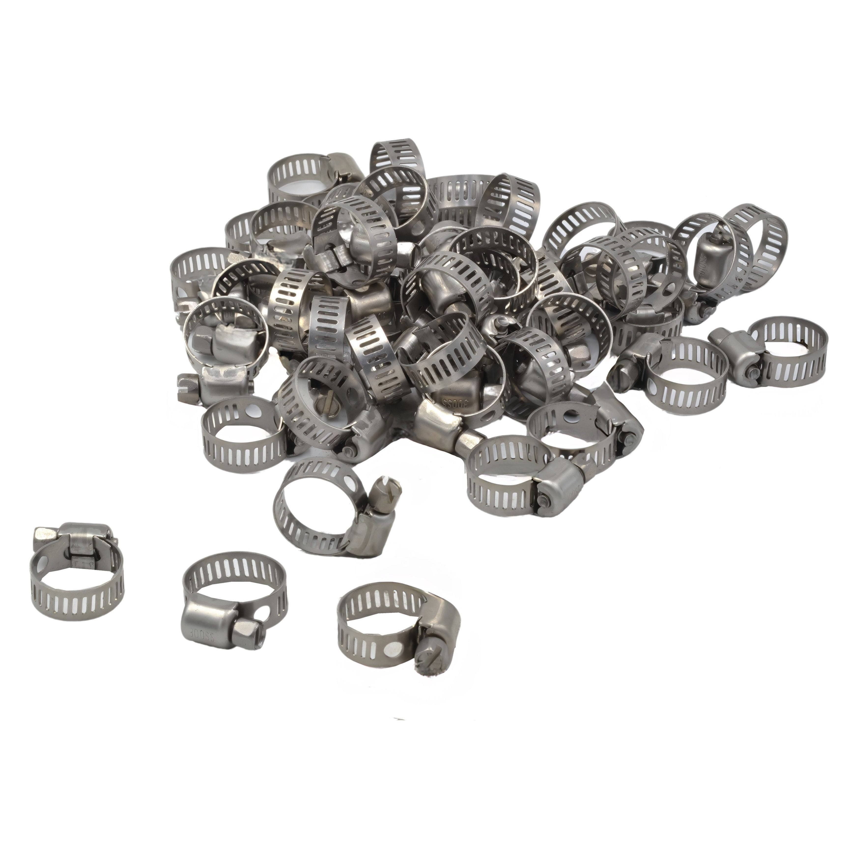 50 Piece 304 Stainless Steel 6-15mm Worm Drive Hose Clamp