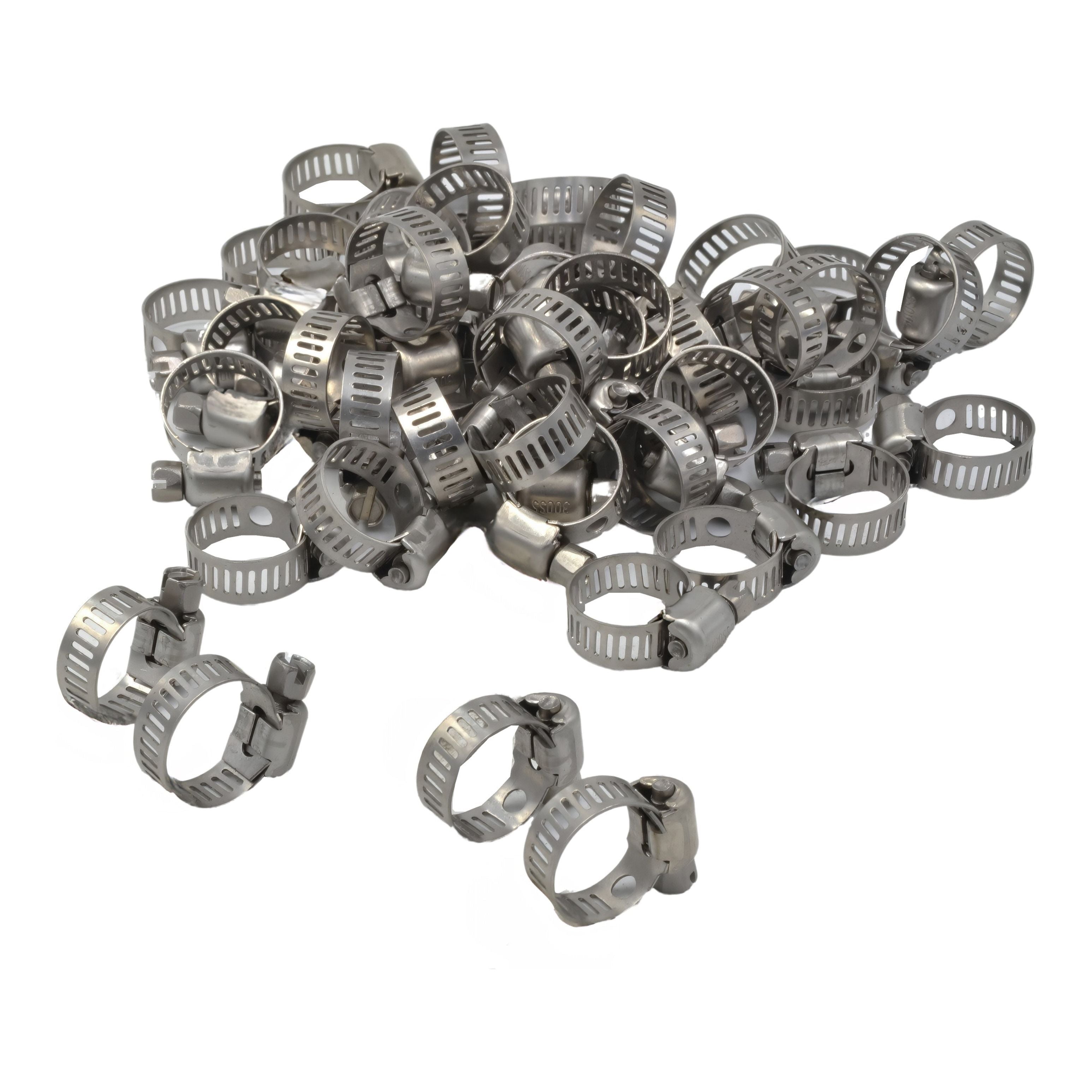 50 Piece 304 Stainless Steel 6-15mm Worm Drive Hose Clamp