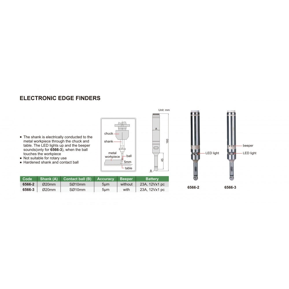 Insize Electronic Edge Finder 20mm Shank with Beeper Series 6566-3