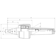 Morse Taper 5 Extended Nose High Speed Live Centre M18 drawbar