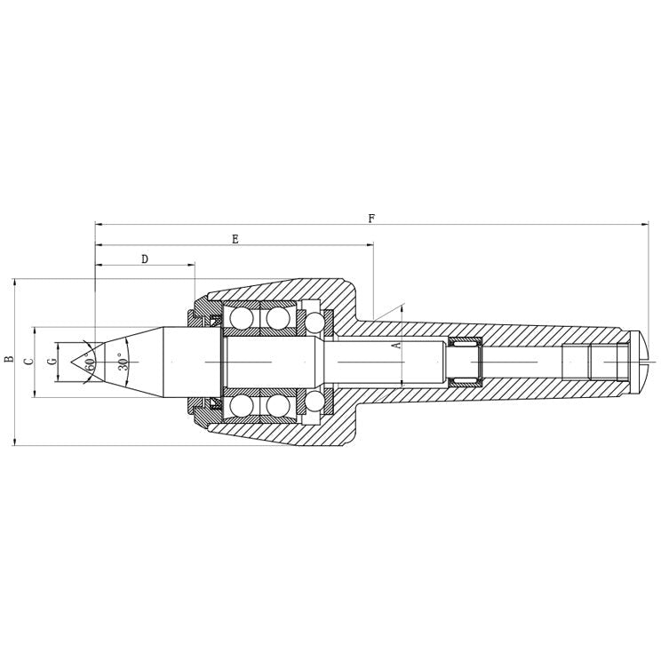 Morse Taper 3 Extended Nose Precision High Speed Live Centre M12 drawbar