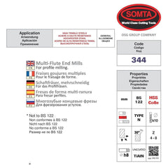 Somta Multi Flute 20mm HSS-Co8e Multi-Purpose End Mill