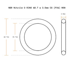 10 Pack NBR Nitrile O RING 40.7 x 3.5mm CS (P34) N90