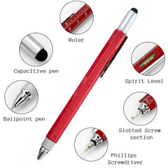 Full Metal Body 6-in-1 Multi-Function Tool Red Engineers Pen