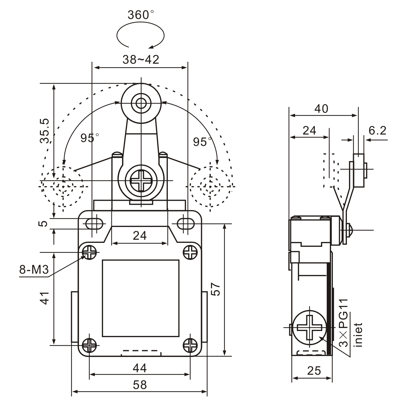 XCK-M115 Roller Lever Limit Switch Diagram