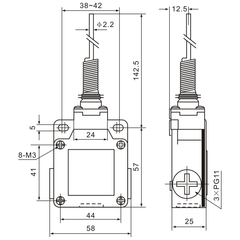 XCK-M106 Cats Whisker Snap Action Limit Switch Diagram