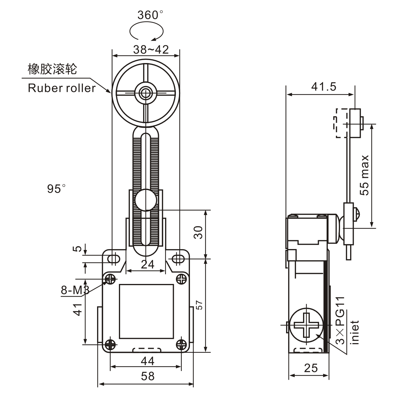XCK-M149 Adjustable Roller Lever Arm Limit Switch
