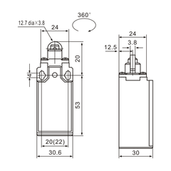 XCK-103 Top-Roller Plunger Actuator Limit Switch Diagram