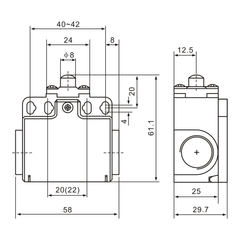 XCK-T110 Short Spring Plunger Actuator Limit Switch Diagram