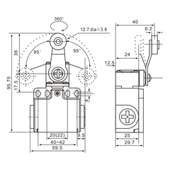 XCK-T118 Stainless Steel Roller Wheel Limit Switch Diagram