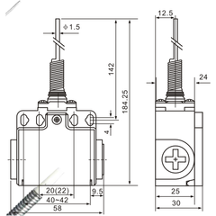 XCK-T161 Coiled Spring Contact Rod Actuator Limit Switch Diagram