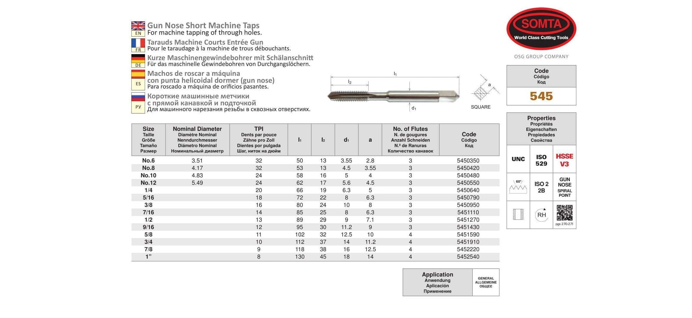  SOMTA - HSS GUN NOSE TAP UNC   (STANDARD)