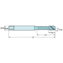 Sandvik HSS-PM Blue Spiral Flute PVD FeN coated Tap No.10 UNF, DIN 2184-1 Short Body