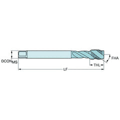 Sandvik HSS-PM Blue Spiral Flute PVD FeN coated Tap 1" UNF, DIN 2184-1 Long Body