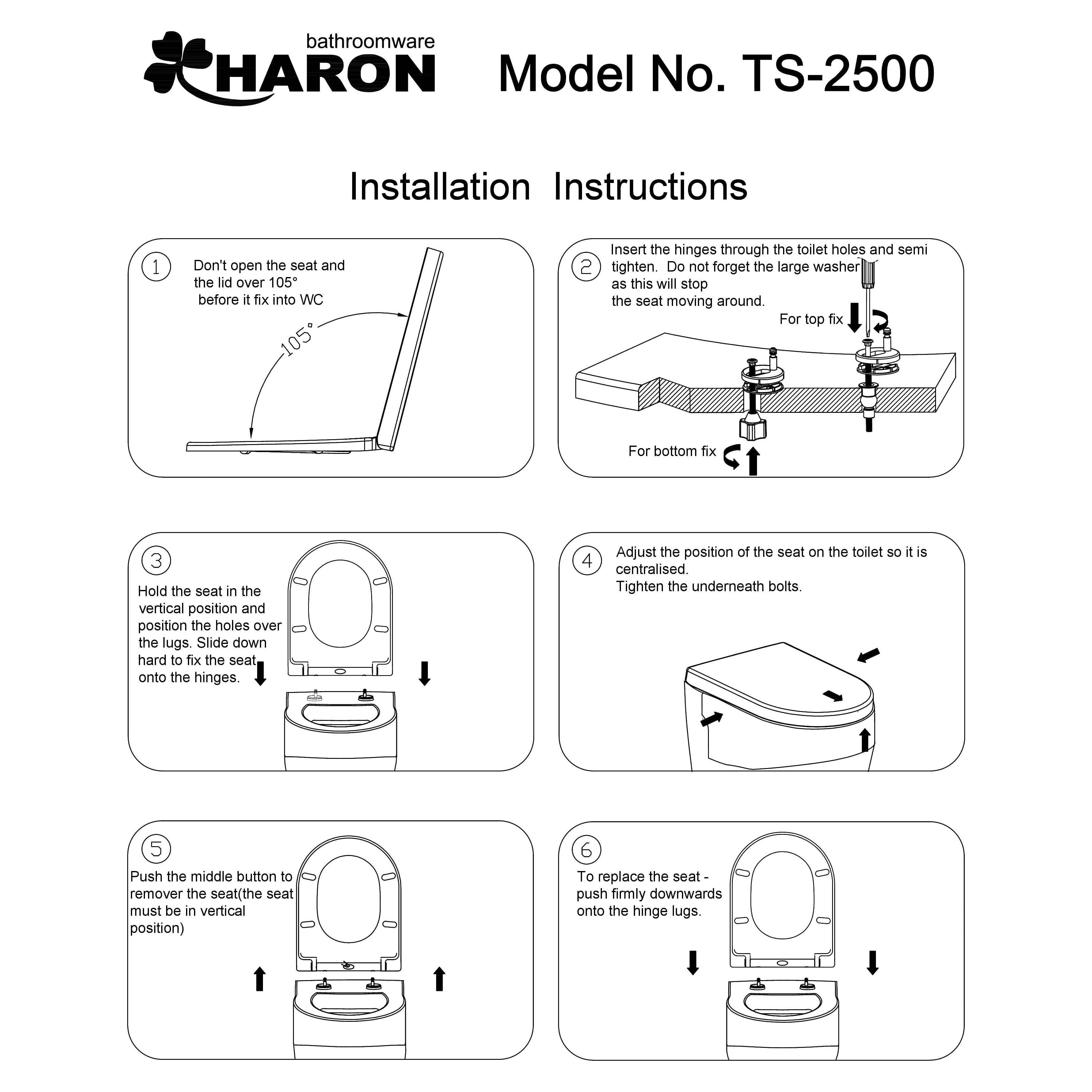 Haron TS-2500 TORQUAY Slow Close Toilet Seat