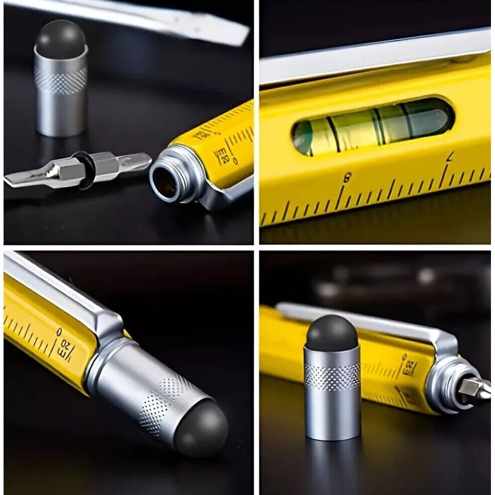 Yellow Full Metal Body 6-in-1 Multi-Function Tool Yellow Engineers Pen