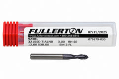 Fullerton 3.0mm 2 Flute TiAlN Coated Carbide Ball Nose Endmill - 3215 Series