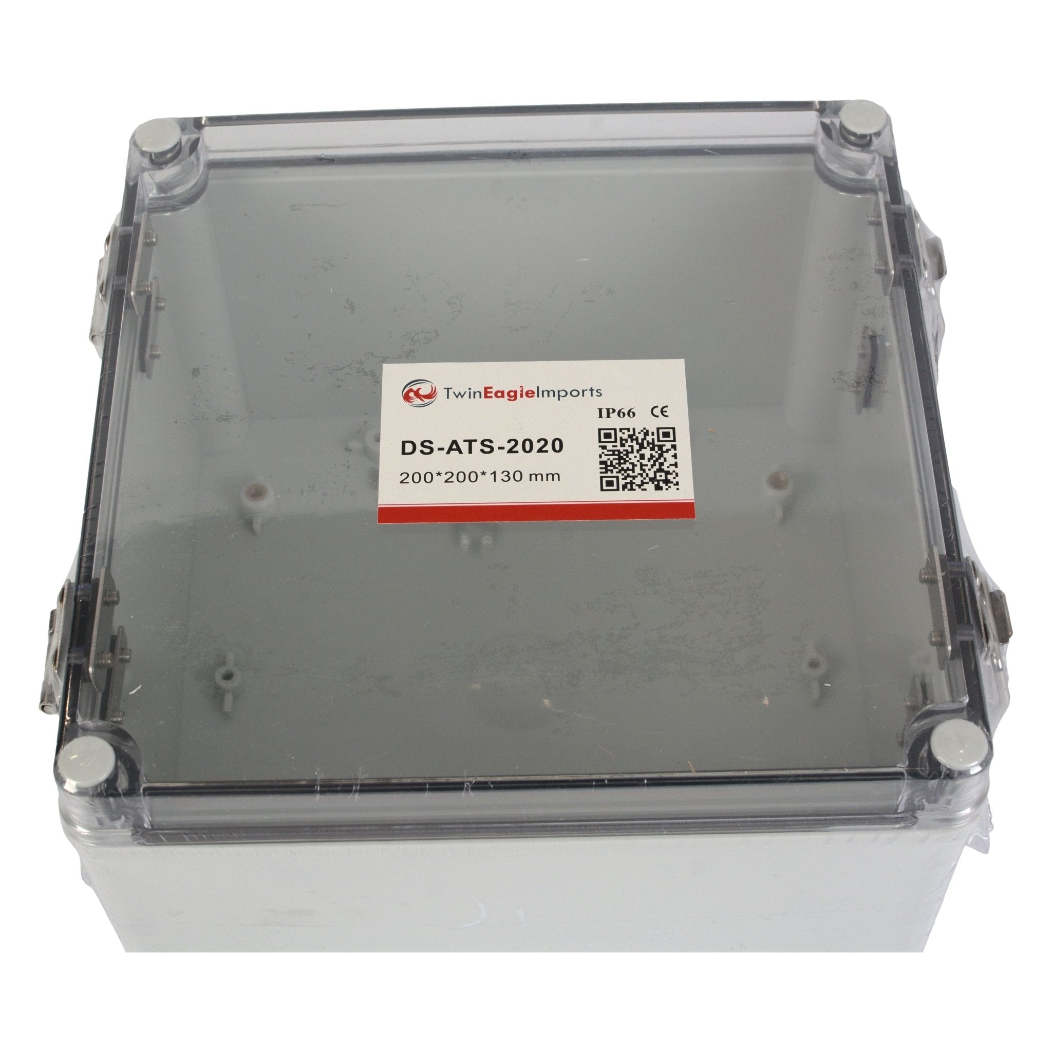 ABS IP66 Clear Lid Hinge Junction Box 200 x 200 x 130mm - Twin Eagle Imports