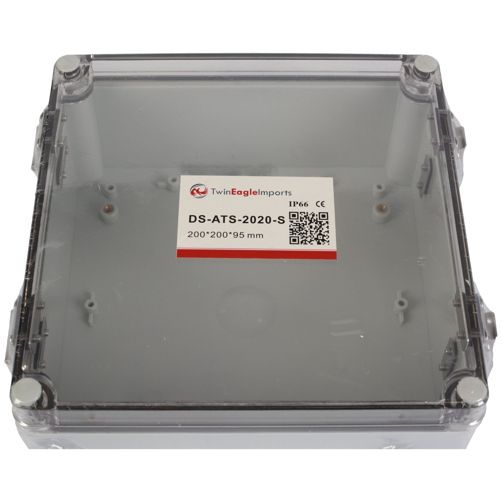 ABS IP66 Clear Lid Hinge Junction Box 200 x 200 x 95mm - Twin Eagle Imports