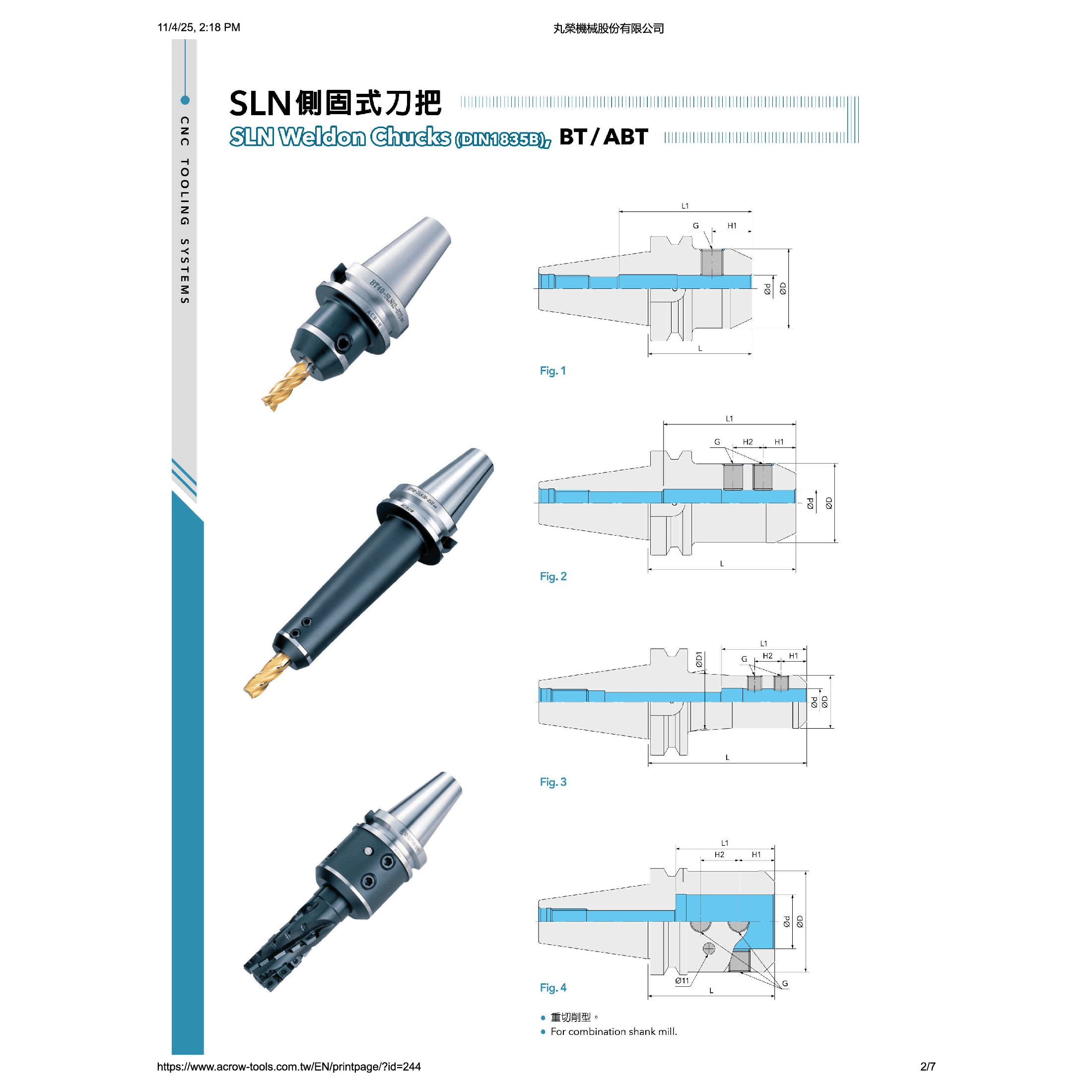 ACROW MACHINERY MFG CO LTD TOOL HOLDERS Acrow BT40-SLN20-090 – Sidelock (Weldon) Holder (Ø20 mm Bore, BT40 Taper)