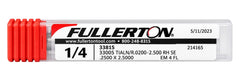 Fullerton 33815 1/4" 4 Flute TiAlN Coated Corner Radius End Mill