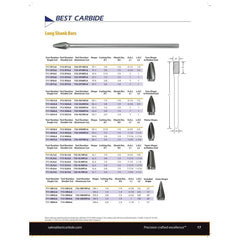 BEST CARBIDE CARBIDE BURRS Best Carbide - SB1L6 1/4" Double Cut Long Series Carbide Burr
