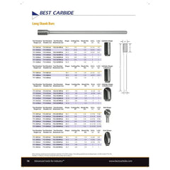 BEST CARBIDE CARBIDE BURRS Best Carbide - SL3L6 3/8" Double Cut Long Series Carbide Burr
