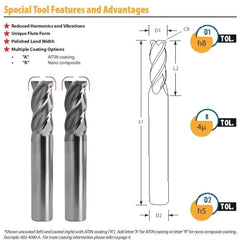 BEST CARBIDE Carbide Endmill Best Carbide 16mm 4 Flute Nano Coated Short Series Corner Radius End Mill 0.2mm Radius