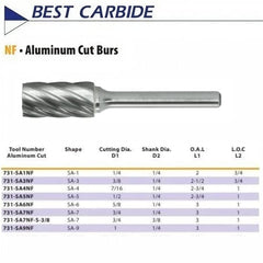 Best Carbide - SA1NF 1/4" Aluminium Cut Carbide Burr - Twin Eagle Imports