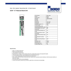 Bordo 35/64" HSS Reduced Shank Drill - Twin Eagle Imports