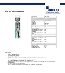 BORDO DRILLS Bordo 53/64" HSS Reduced Shank Drill