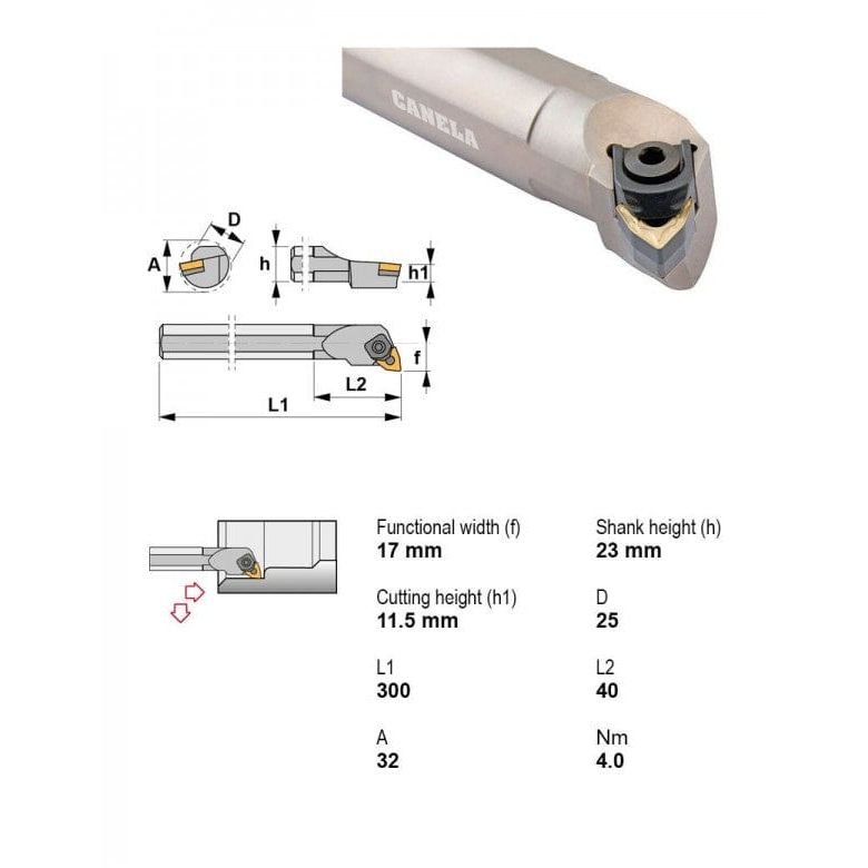 Canela S25T-MWLNL08 Internal Boring Bar – Ø25 mm - Twin Eagle Imports