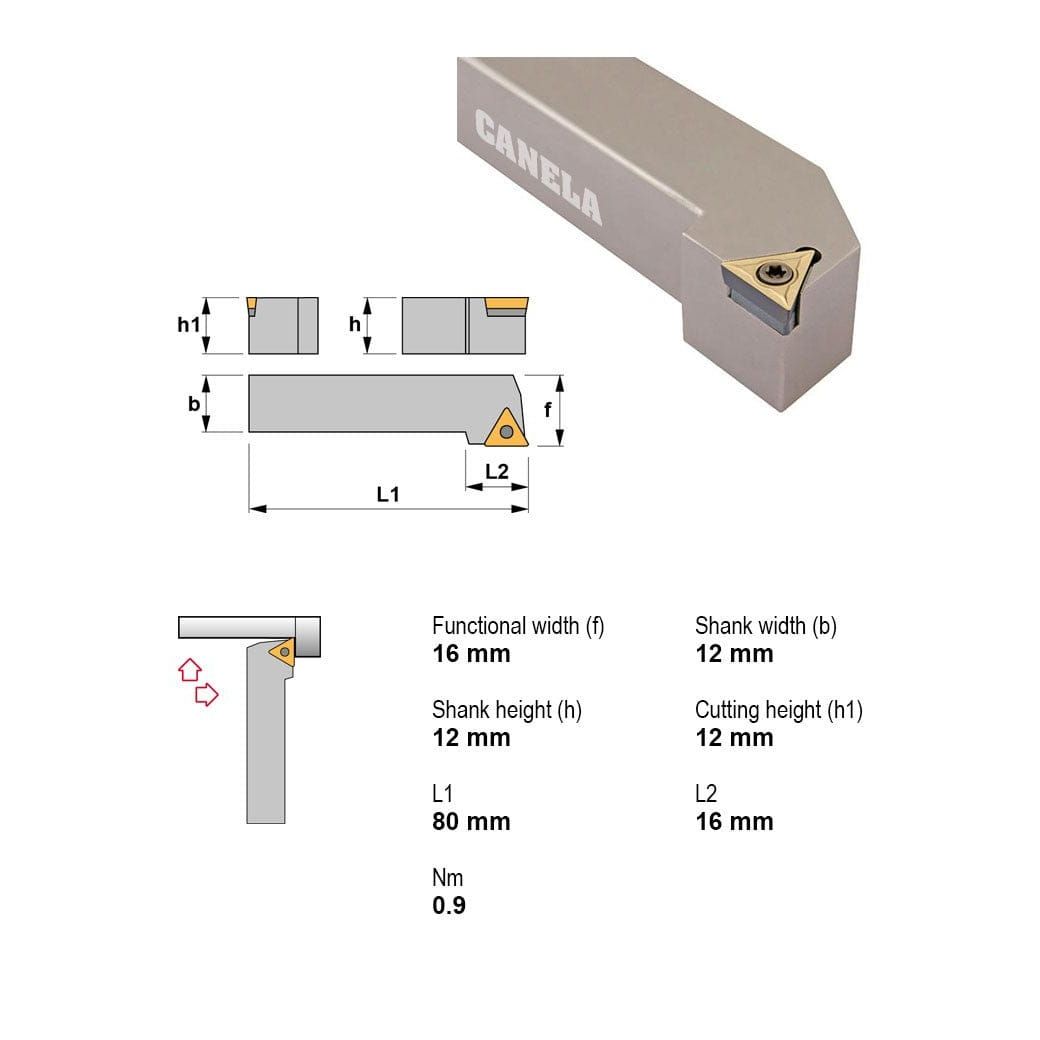 Canela STGCL1212F11 External Turning Toolholder – 12×12 mm - Twin Eagle Imports