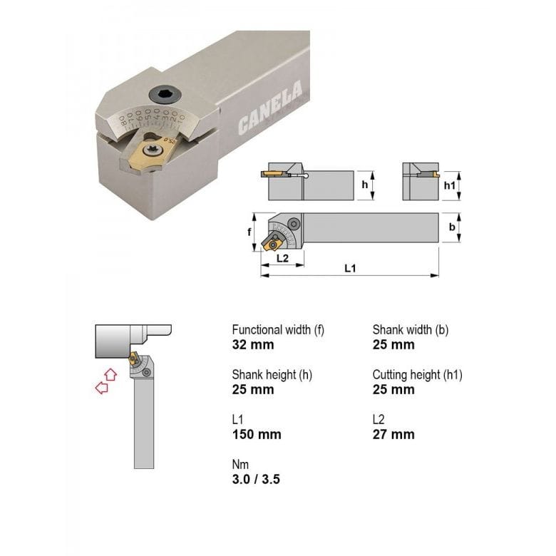 Canela STXCR2525M16 Chamfer Turning Toolholder – 25×25 mm - Twin Eagle Imports
