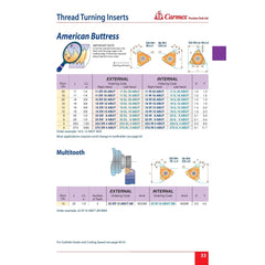 Carmex Internal Right Hand Buttress (ABUT) Thread Turning Insert 22 mm / 8 TPI / 22 IR 8 ABUT BMA - Twin Eagle Imports