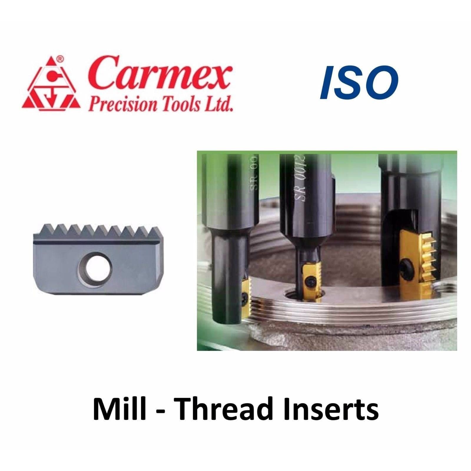 CARMEX Internal Threadmill Insert Carmex Internal ISO Threadmill Insert 12mm / 1.0mm Pitch / 12 I 1.0 ISO MT7