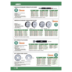 Insize NPT Thread Plug Gage 1/8 x 27 Taper 1:16 Series 4644-1C27