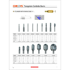 CH Tools CARBIDE BURRS CH Tools – SC3MNF 10mm Double Cut Metric Carbide Burr (Cylinder with Radius End, 6mm Shank)