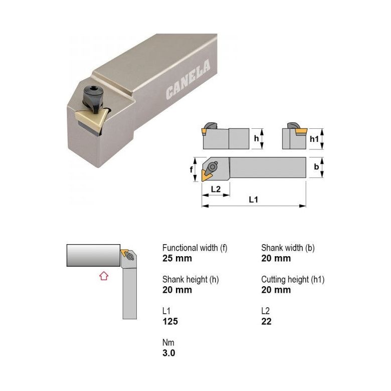 Canela Top Clamp Turning Tool Holder CTFPR2020K16 20mm Shank