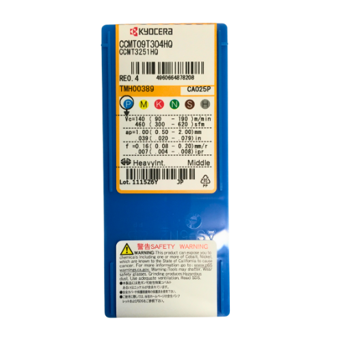 10pc Kyocera CCMT09T304HQ CA025P – Turning Insert (Finishing-Medium, HQ Chipbreaker)