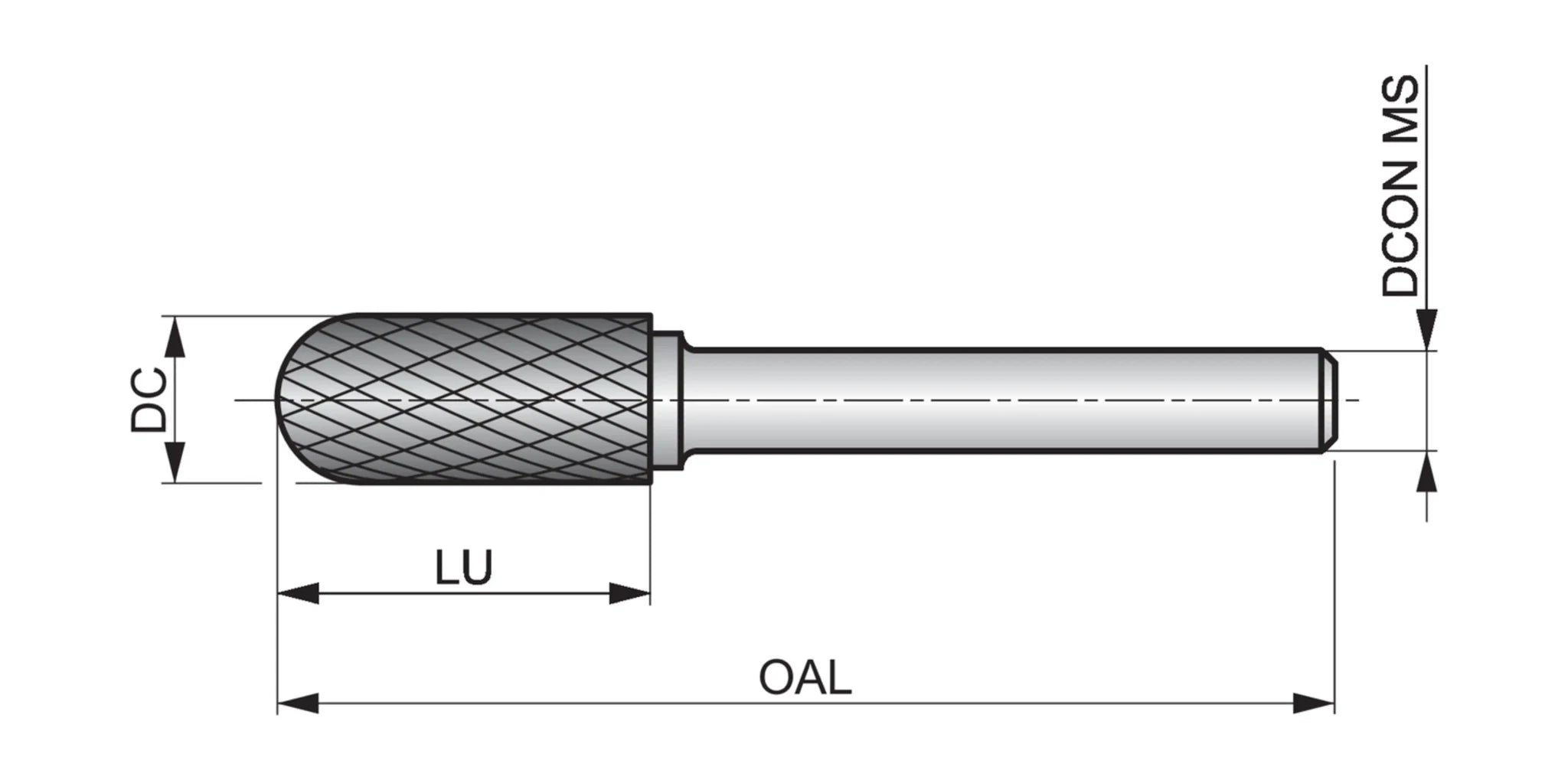 Dormer Pramet Double Cut Carbide Burr (Cylinder Ball Nose) P805 9.6mm SC3M - Twin Eagle Imports