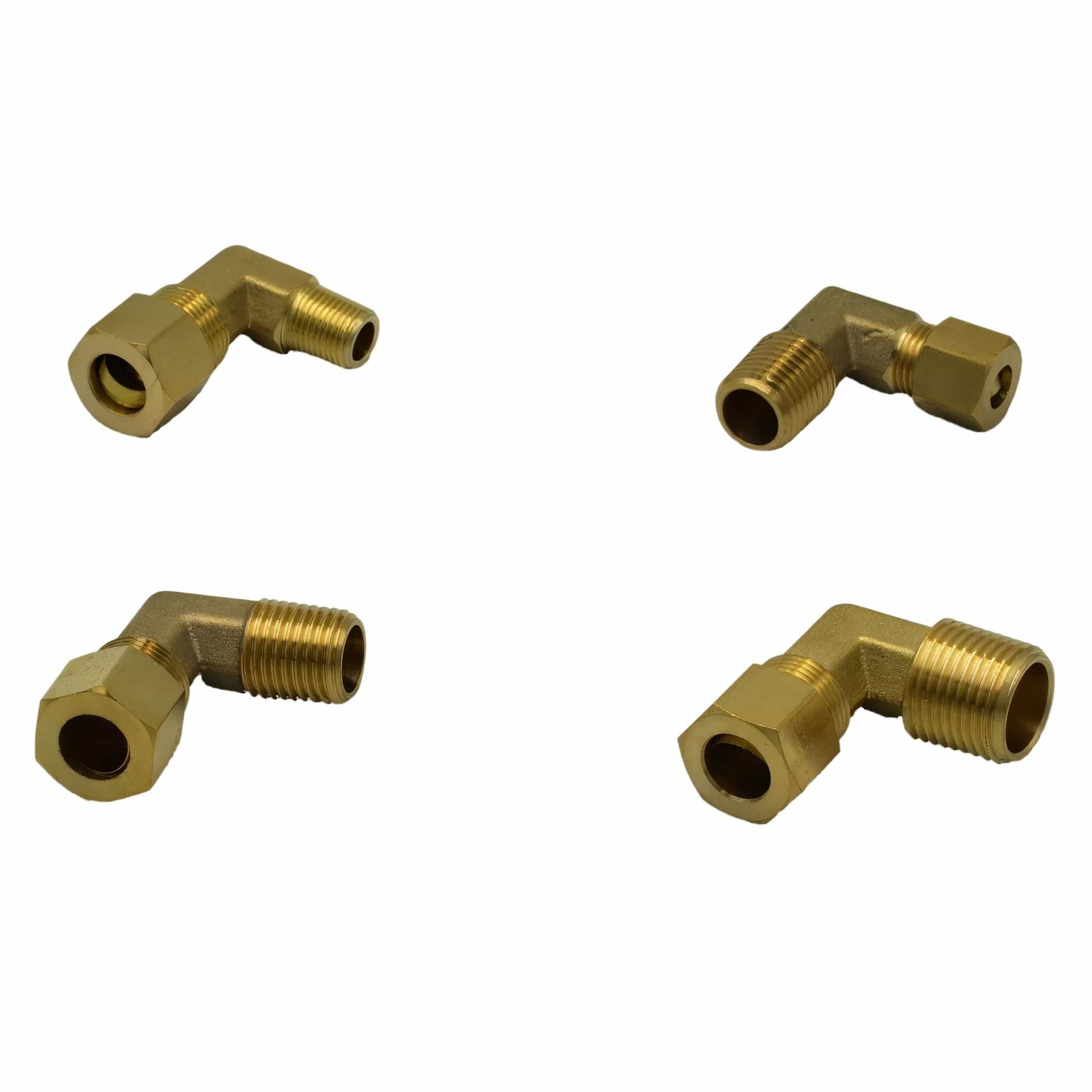 DOT Brass Connector 28pc Brass Compression Male Female Connector and 24pc Brass Compression 90° Male Female Elbow