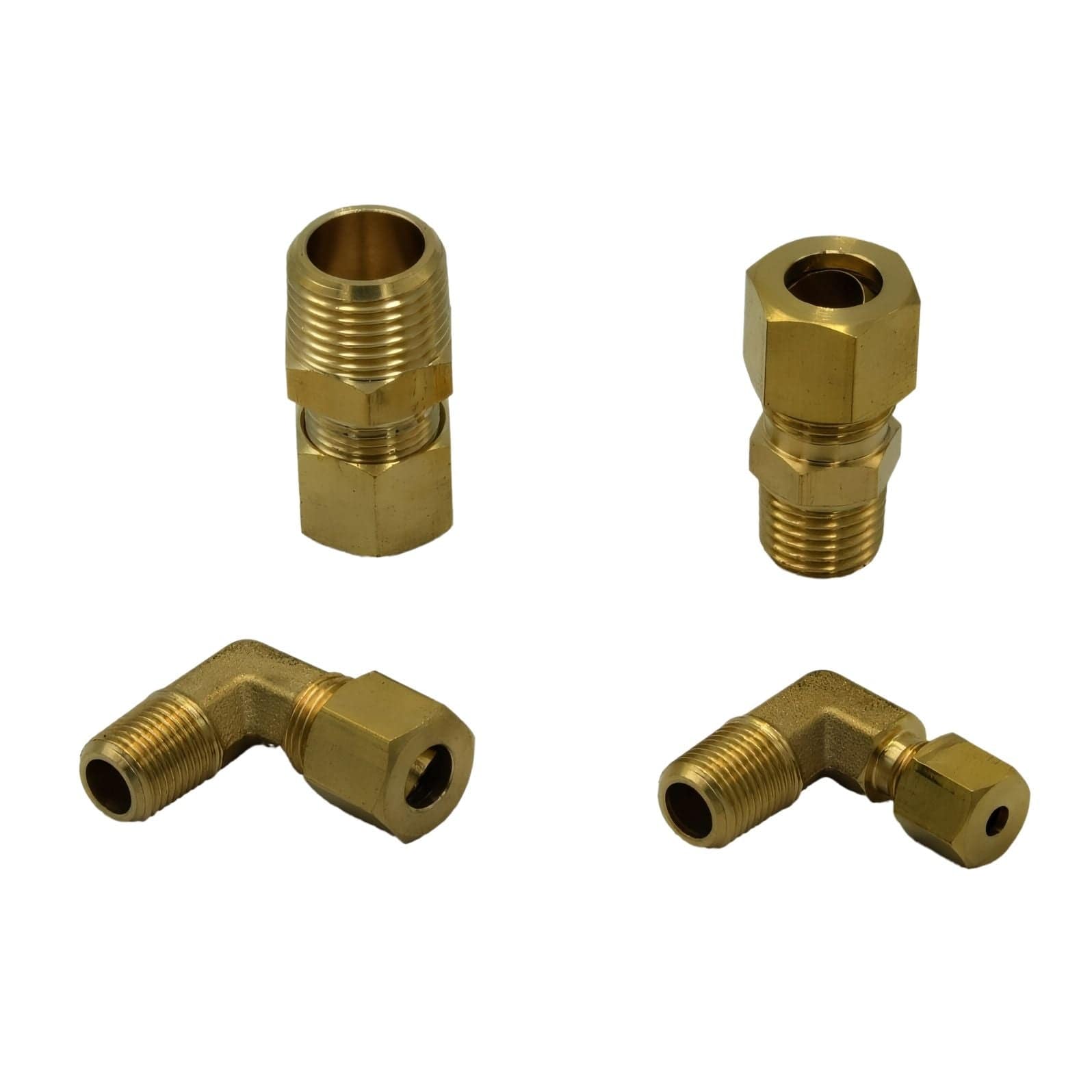 DOT Brass Connector 28pc Brass Compression Male Female Connector and 24pc Brass Compression 90° Male Female Elbow