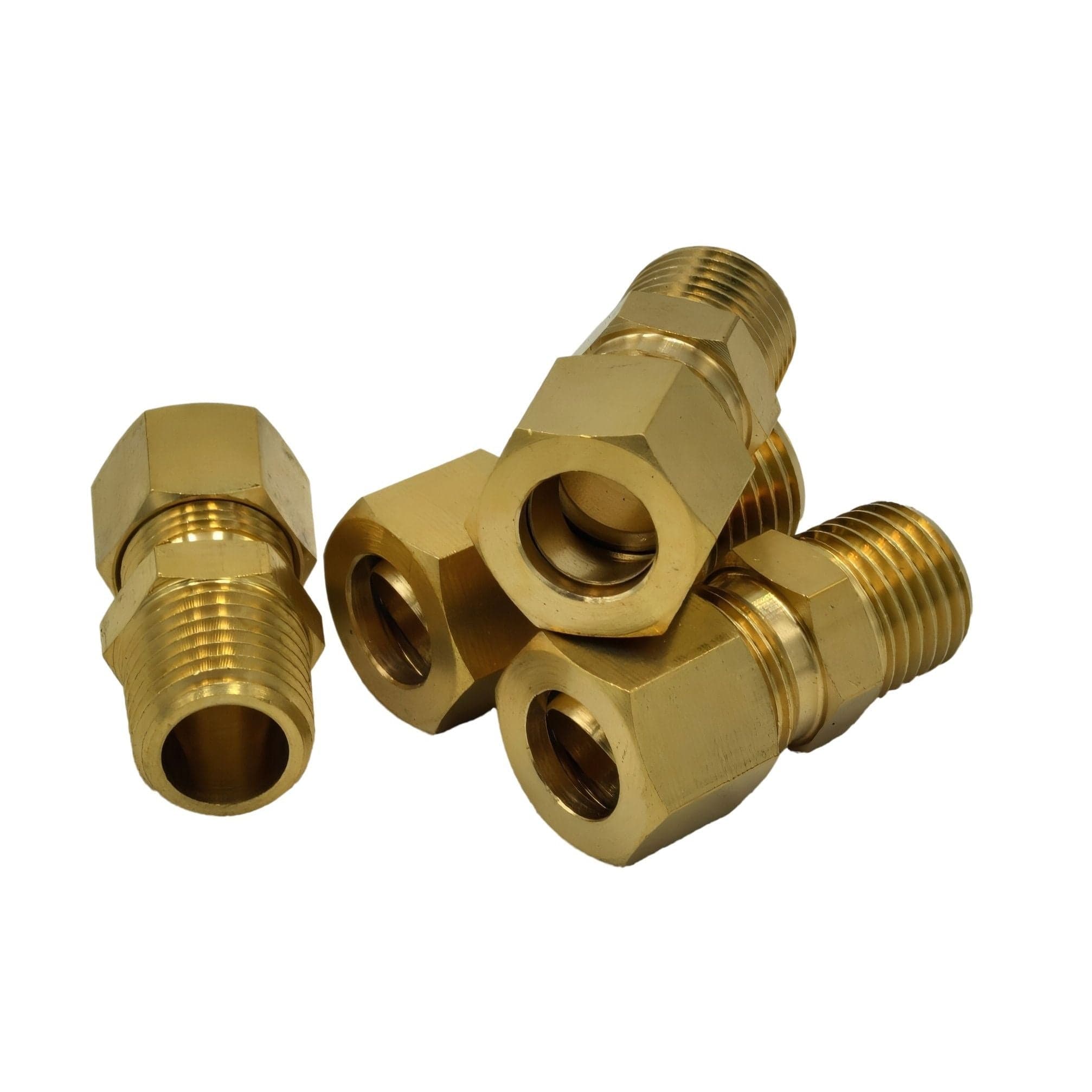 DOT Brass Connector 4pc Brass Compression Male Female Connector (T3/8xM1/4)